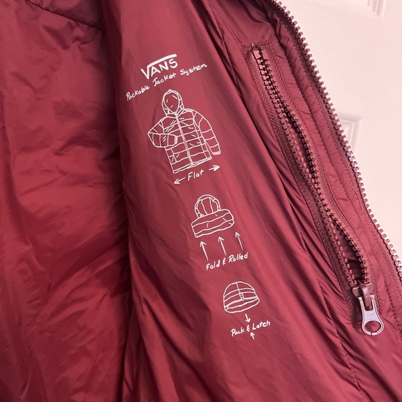 Vans Burgundy Hooded Puffer Jacket - Picture 7 of 9